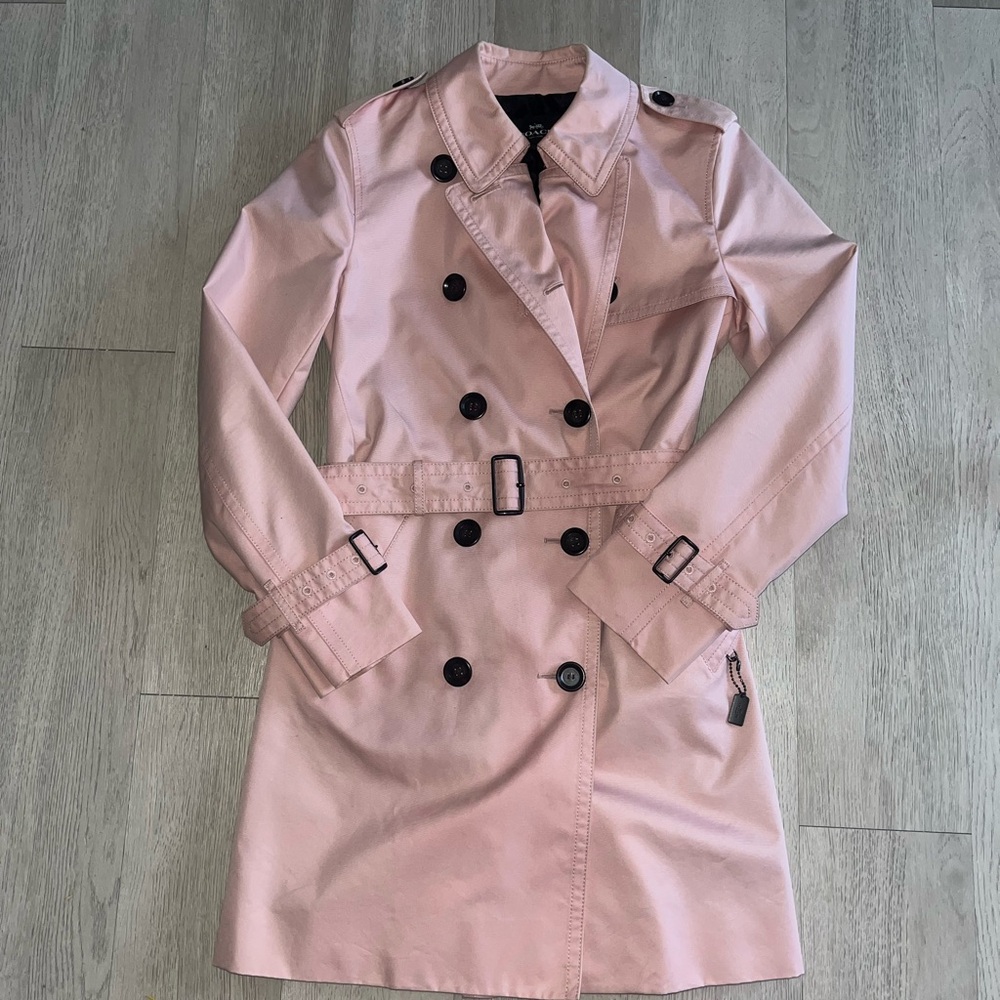 Coach Light Pink Double-Breasted Trench Coat